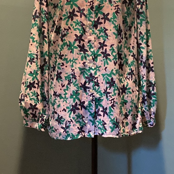 Talbots Blue and Green Cotton Top Size Medium - Picture 4 of 15